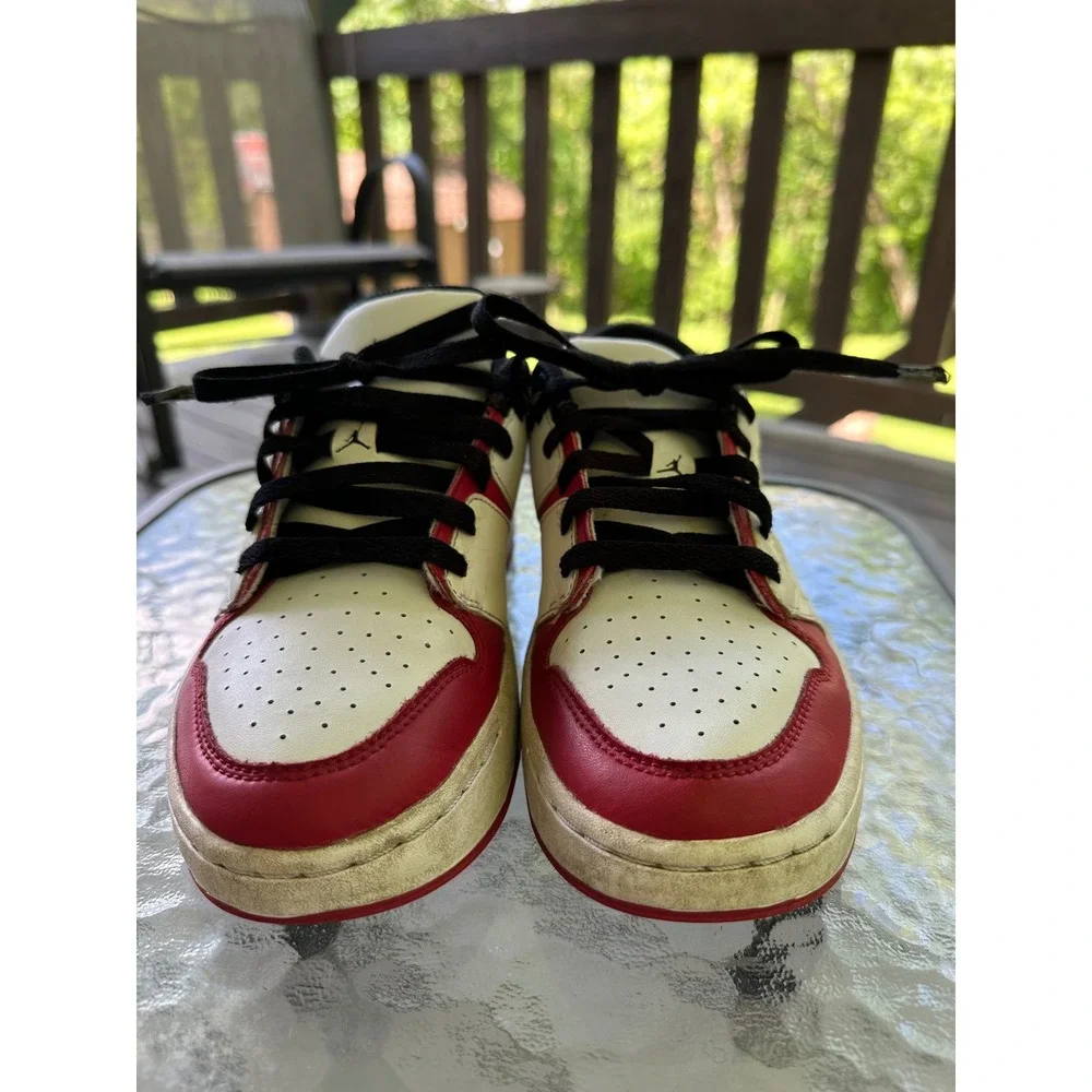 Jordan Low Top Sneakers Youth Size 6.5Y Red Black White Athletic Basketball Shoe